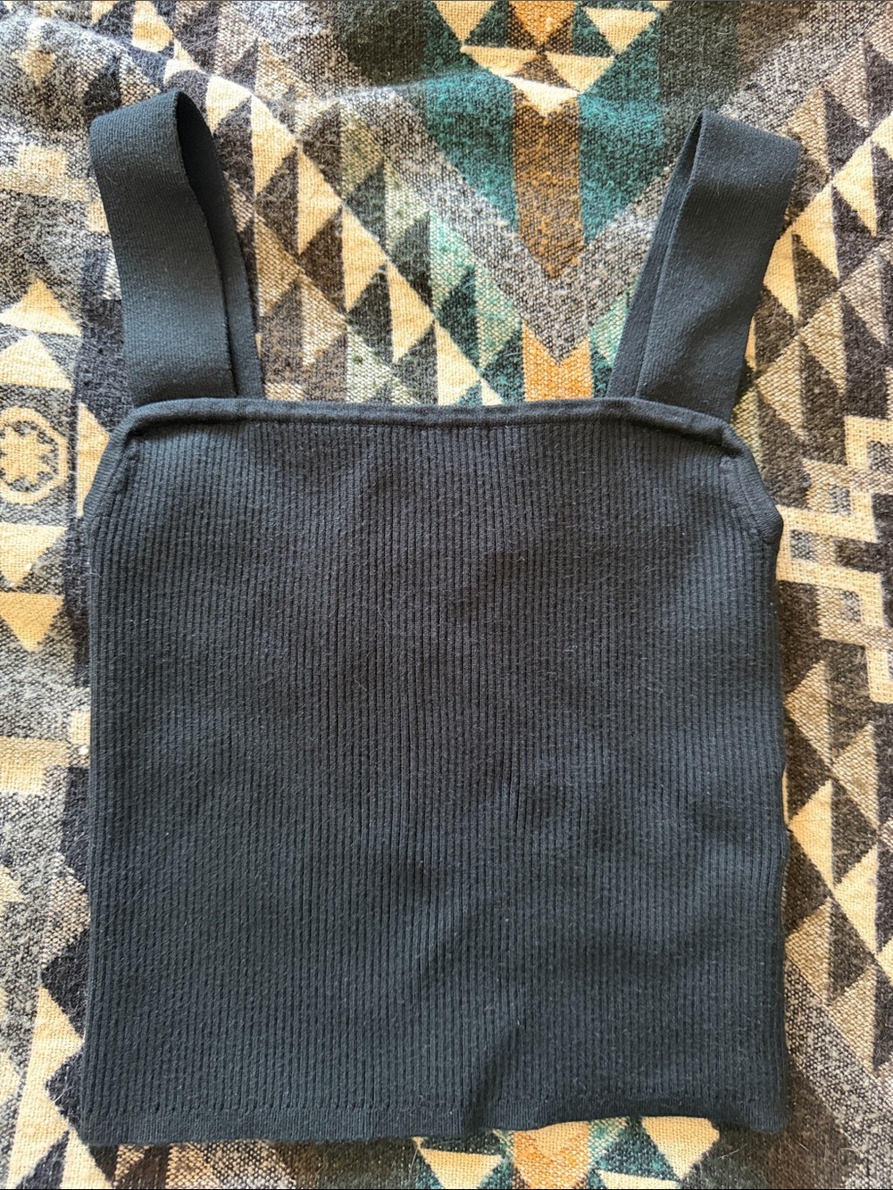 Madewell Black Ribbed Square-Neck Tank